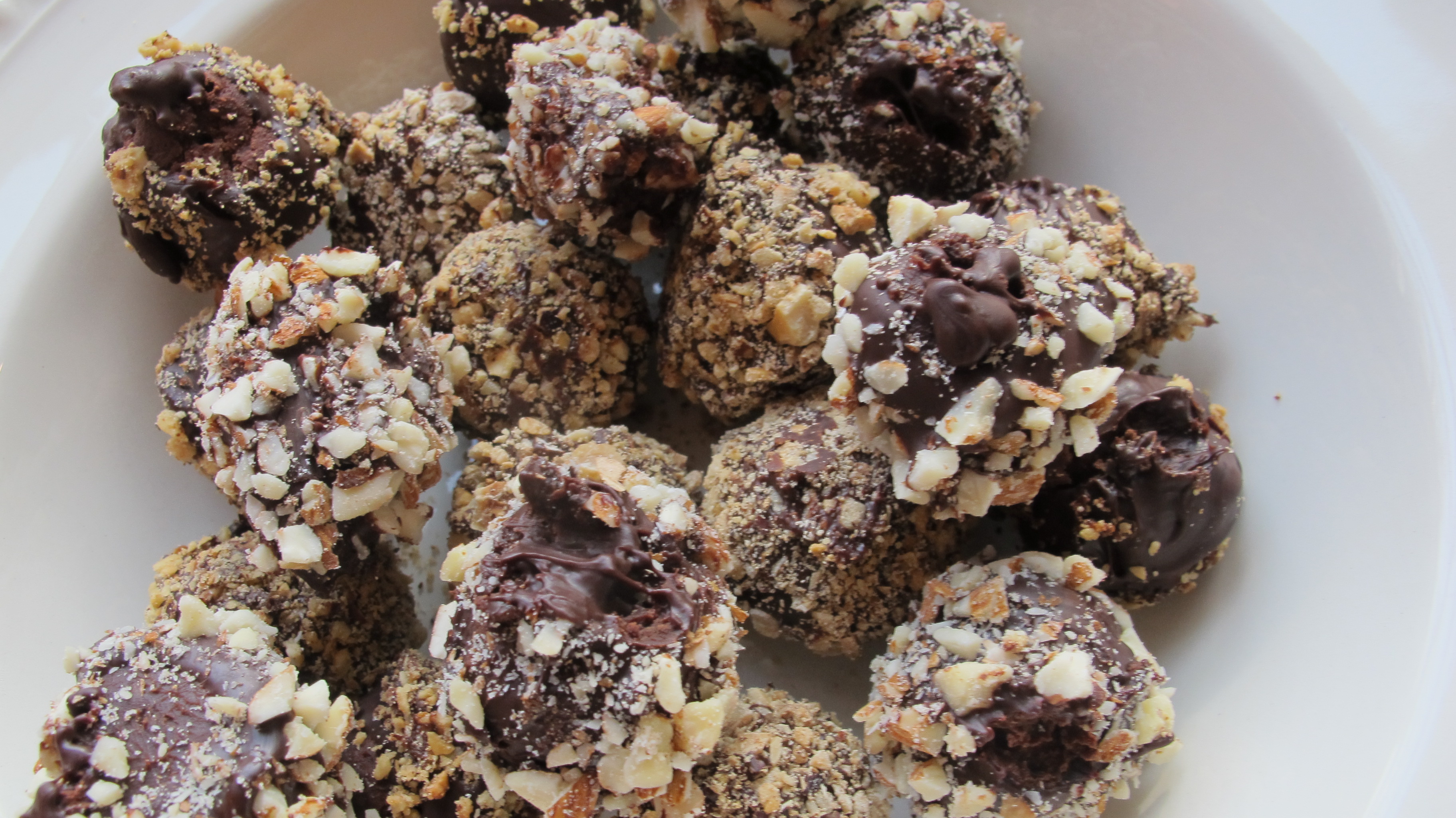 Dark Chocolate Hazelnut and Almond Truffles