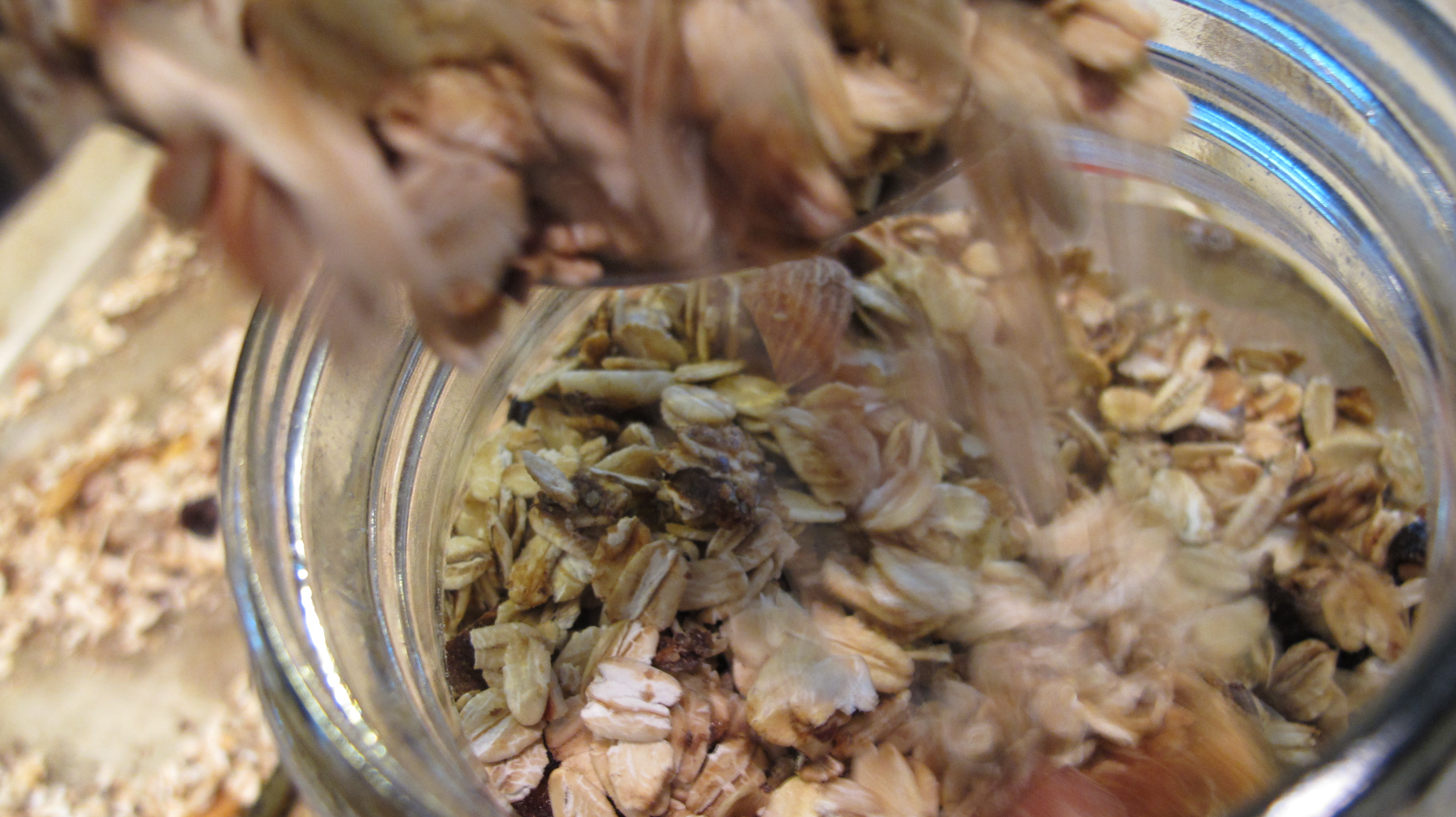 The Swiss muesli keeps well in a glass jar, and looks good too. 
