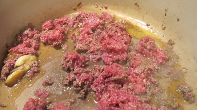 Add the buffalo meat. 