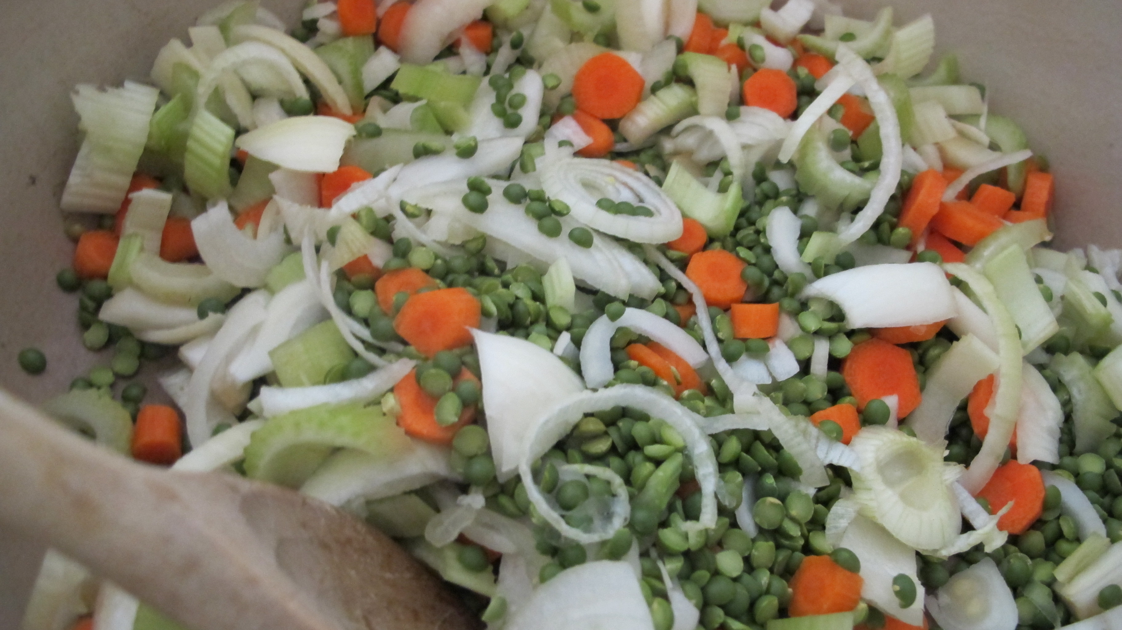Peas, Carrots, Celery, and Onion