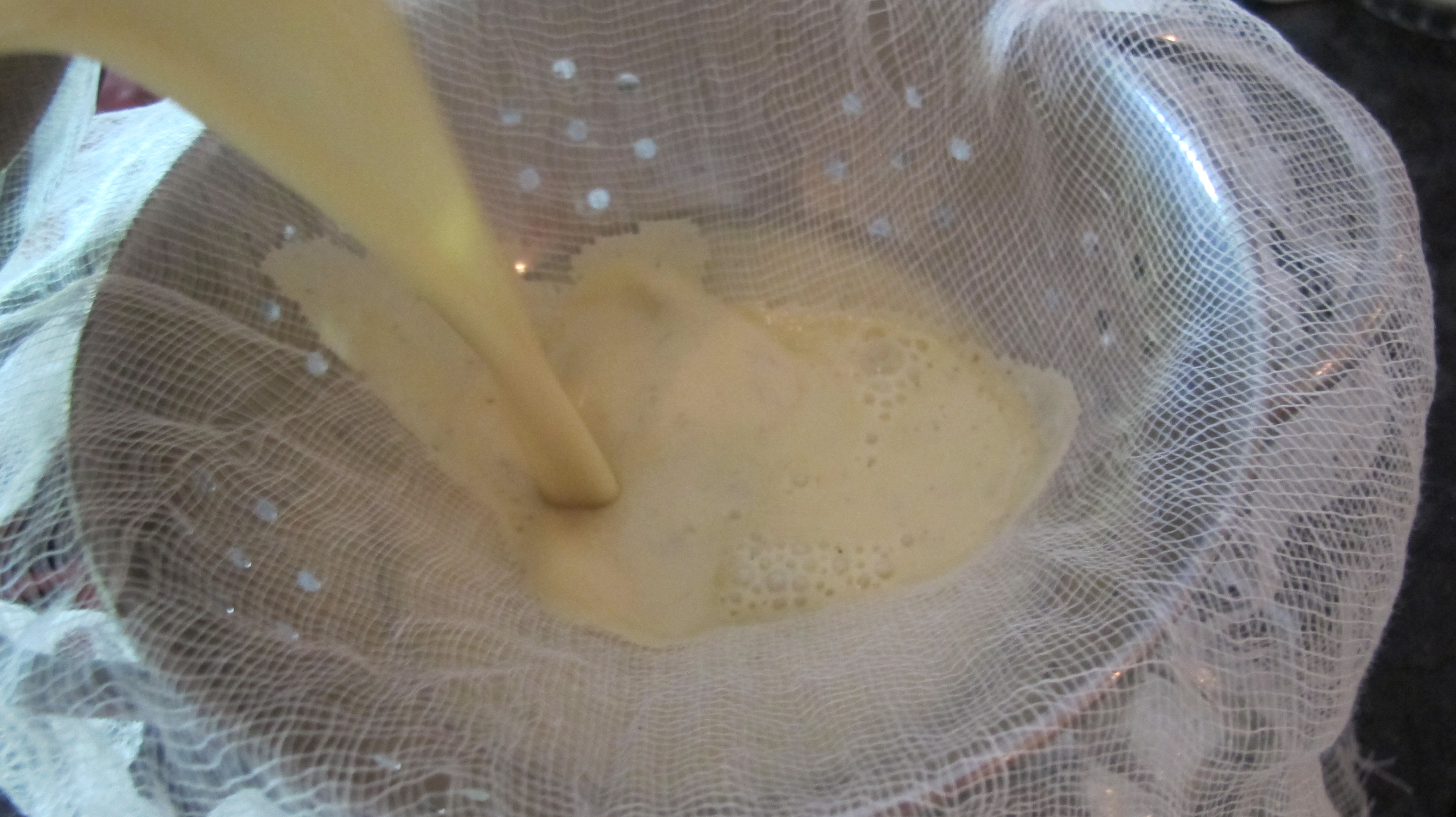 Straining the Ice Cream Base