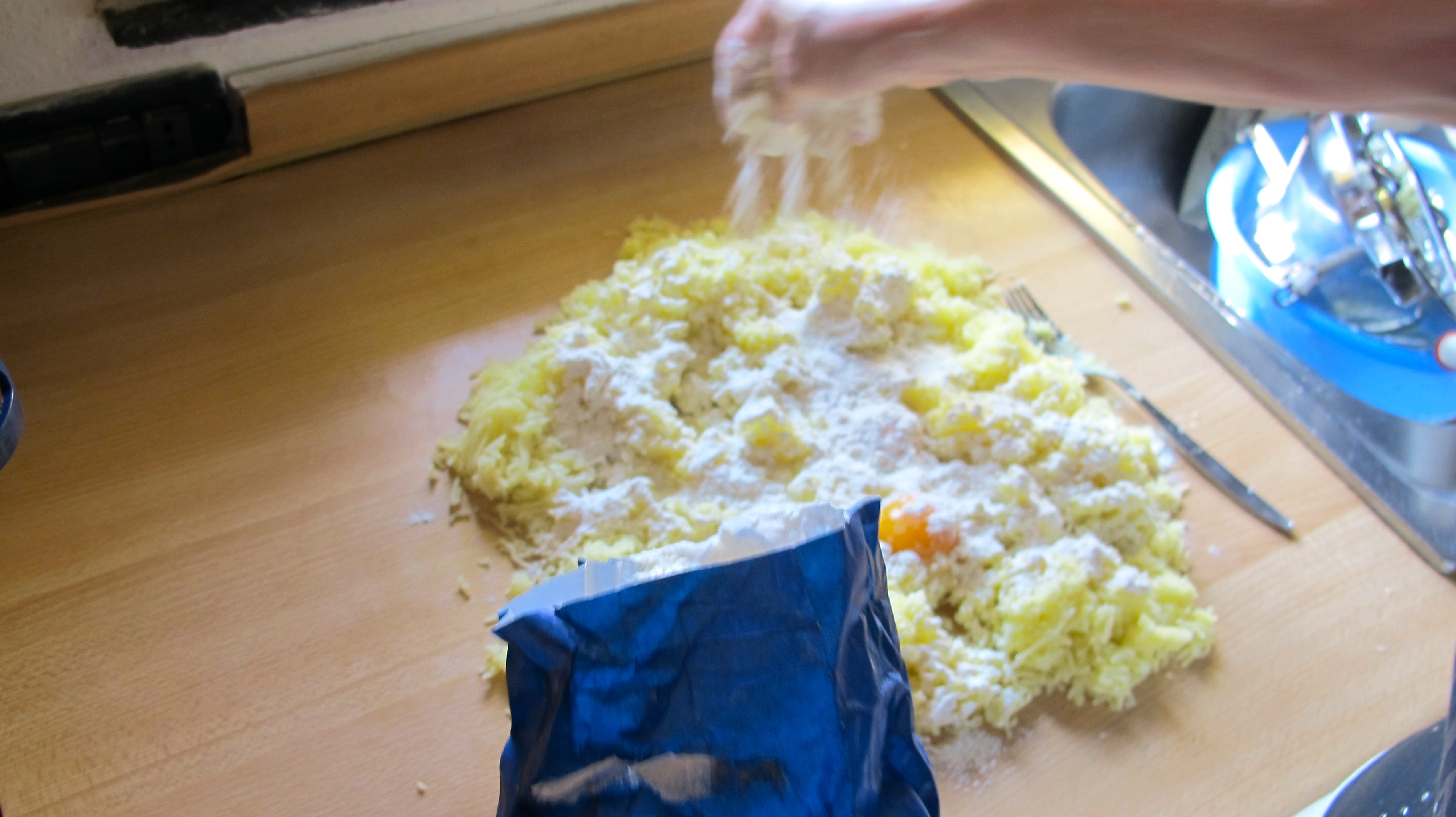 Gradually add the flour. 