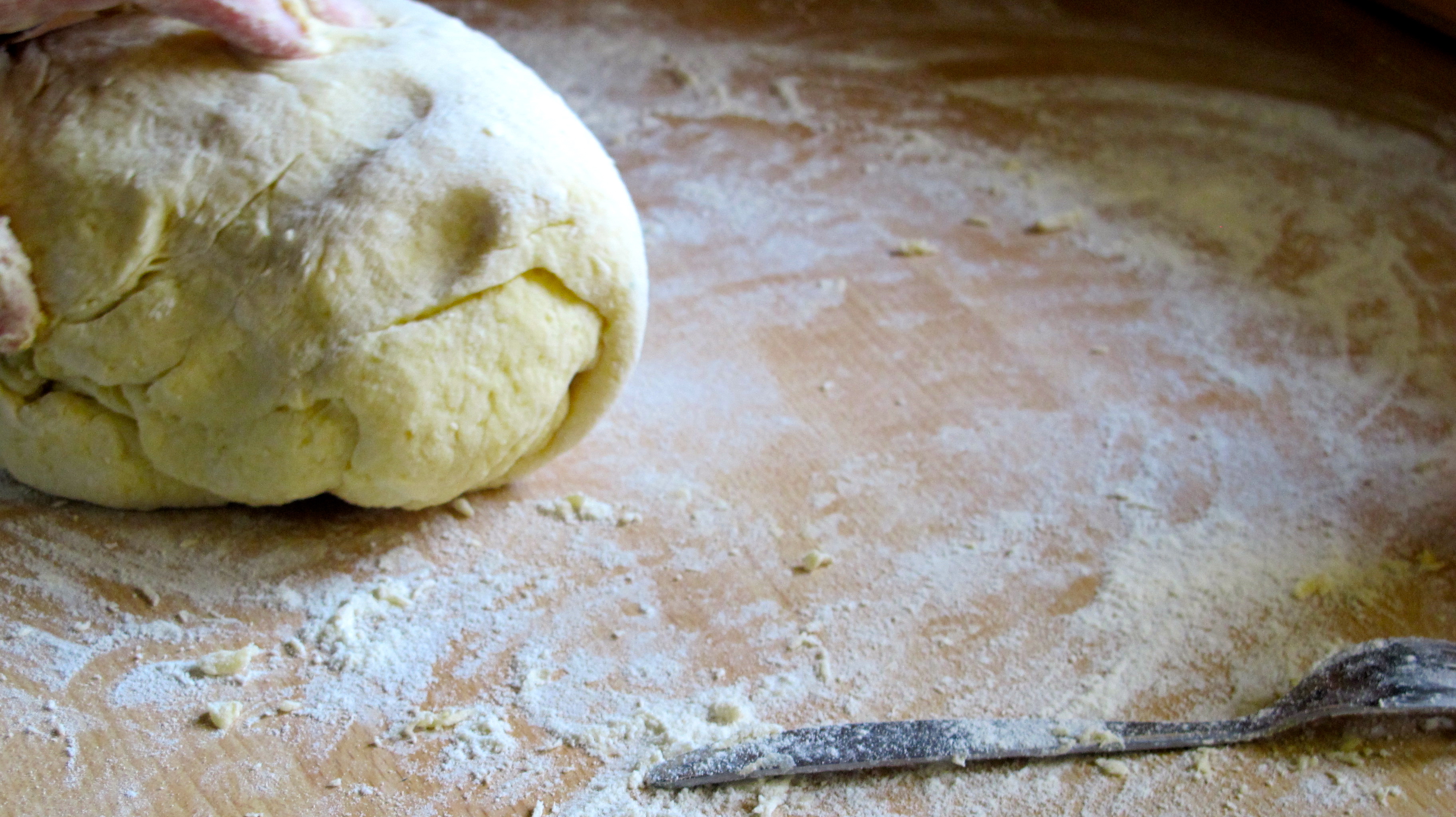The dough is formed into a ball. 