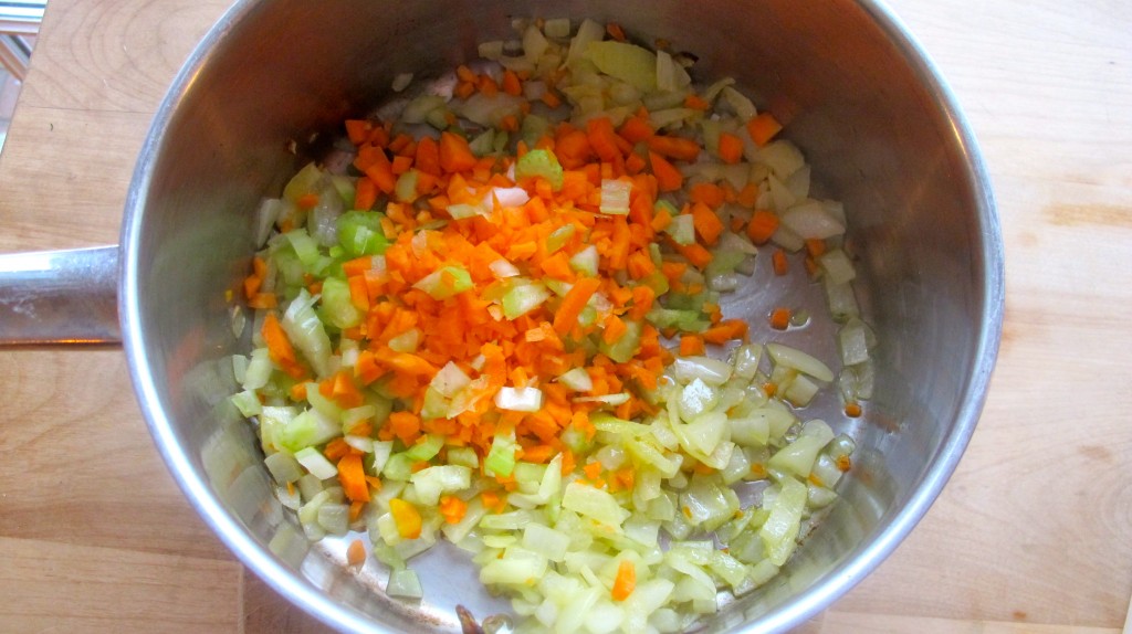 Add the celery and carrots. 