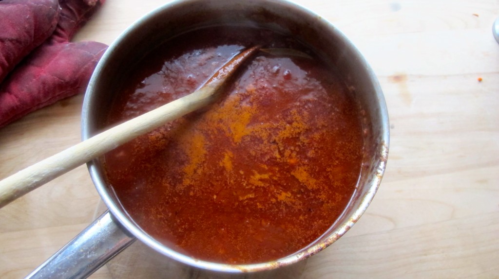 FInished sauce. It is quite liquidy, which is good because it will boil down in the oven. 