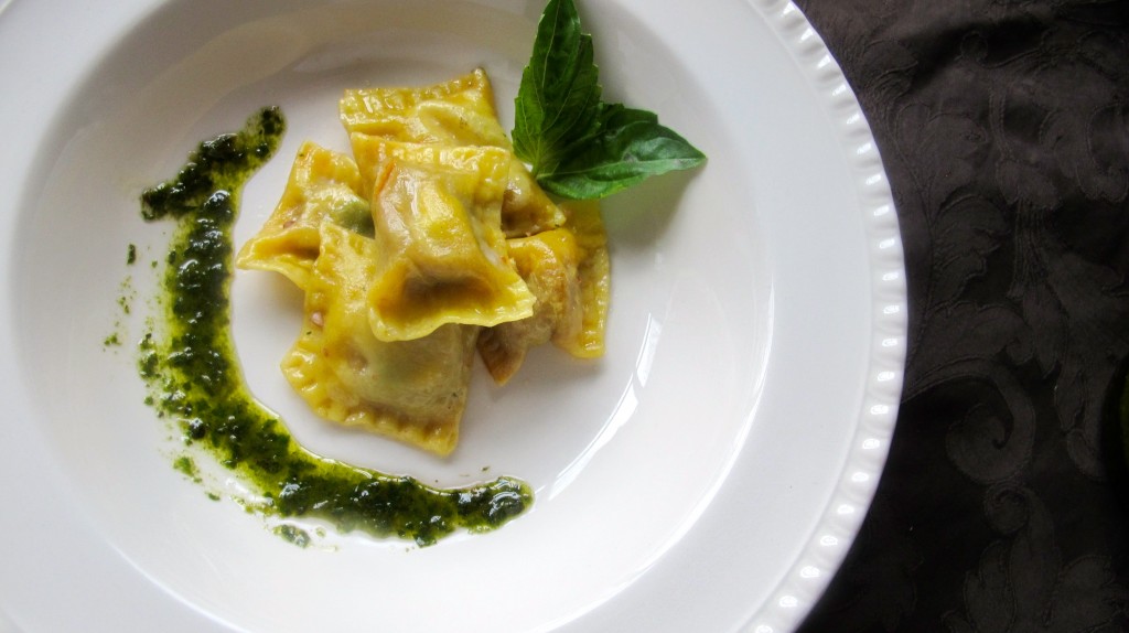 Ravioli with Eggplant, Mozzarella, Basil