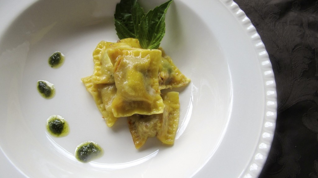 Ravioli with Eggplant, Mozzarella, Basil