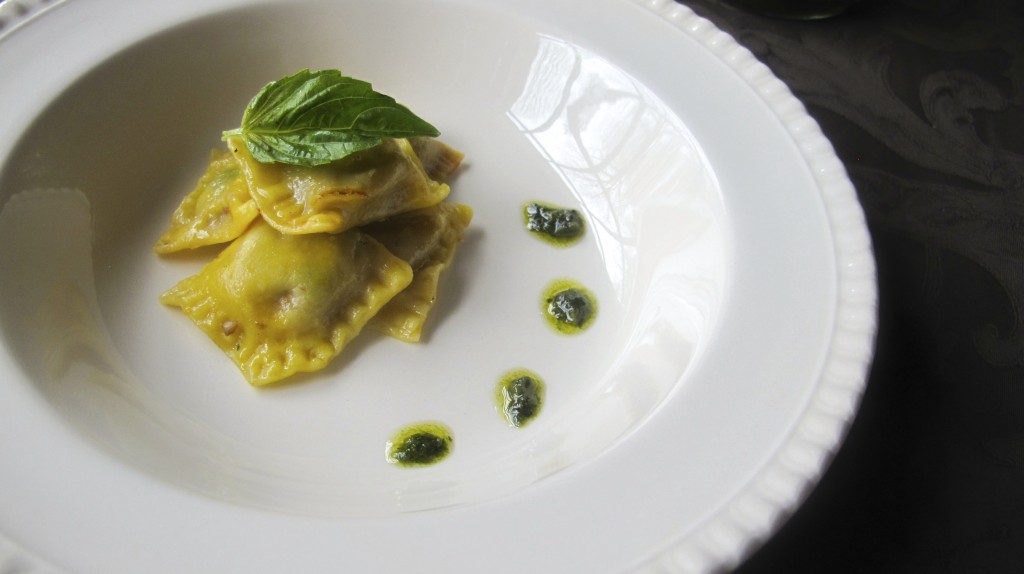 Ravioli with Eggplant, Mozzarella, Basil