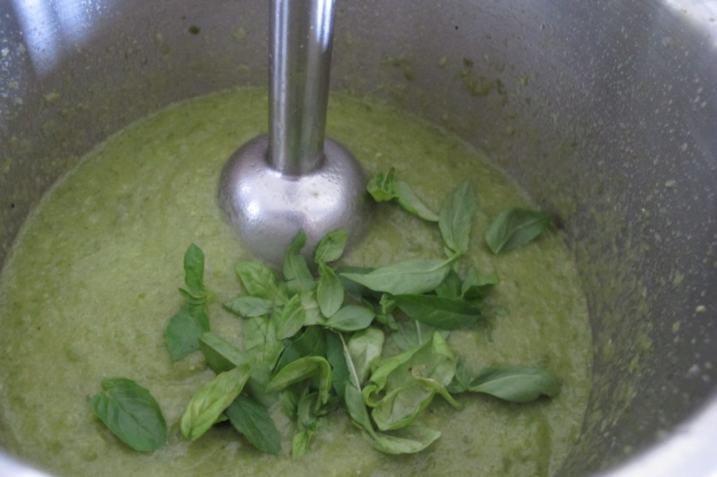 Puree basil in as well. 