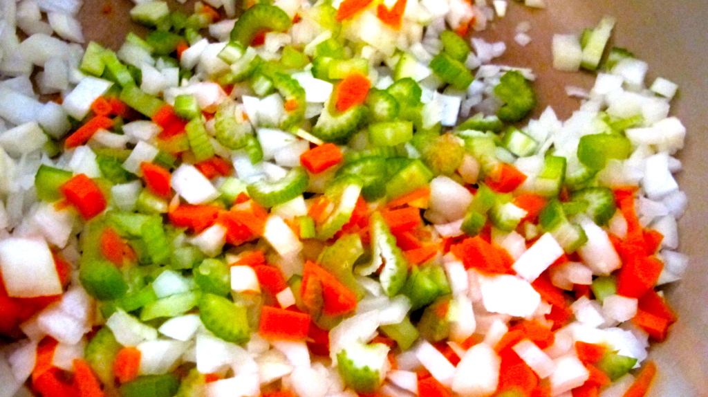 "Mirepoix" is the golden cooking combination of celery, carrot, and onion. 