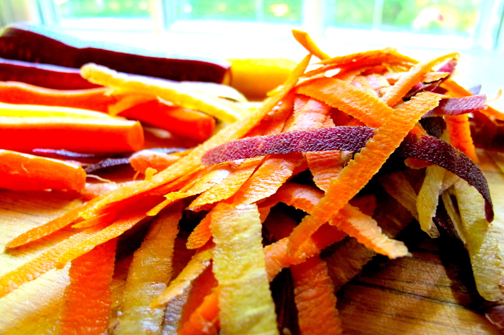 Peel the carrots. 