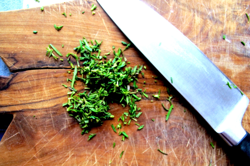 Chop the rosemary. 