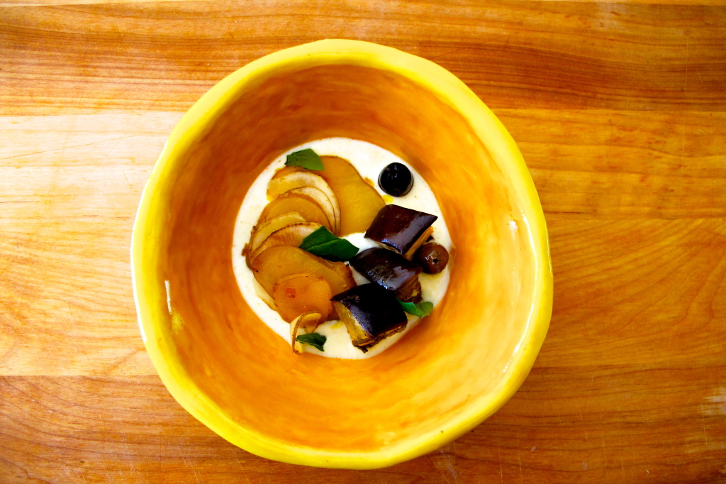 Plating Food: Sunchoke and Roasted Eggplant Salad with Buttermilk Dressing