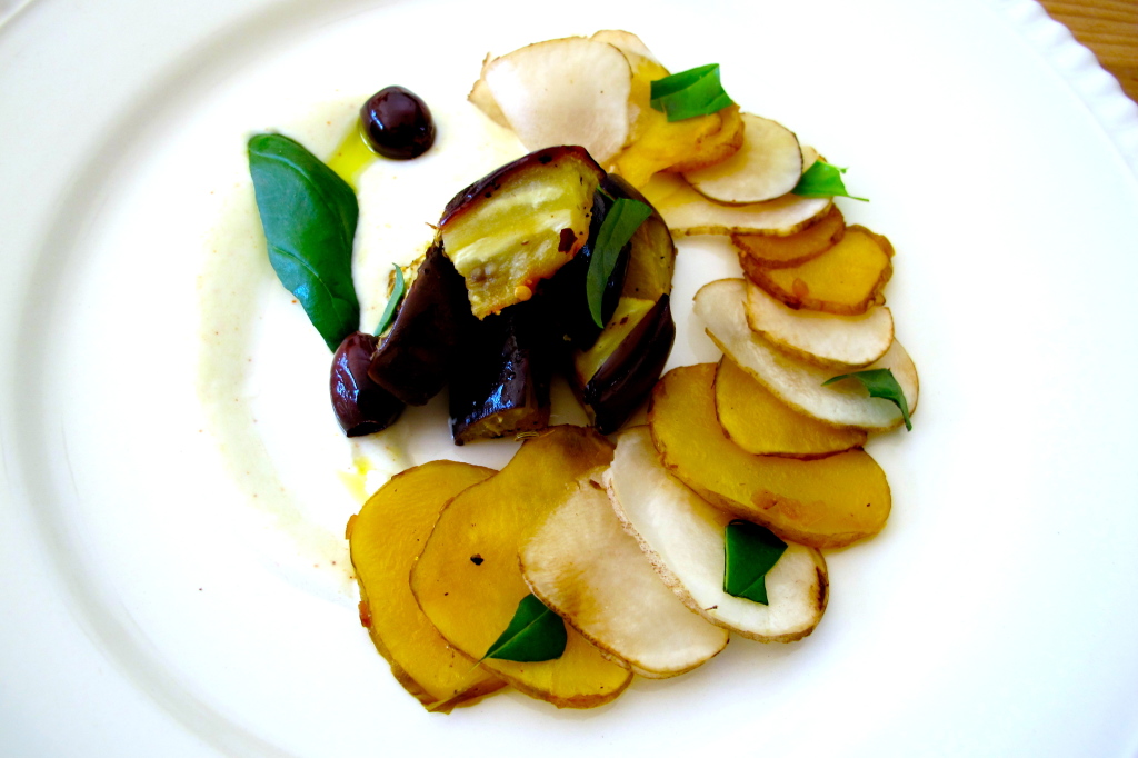 Plating Food: Sunchoke and Roasted Eggplant Salad with Buttermilk Dressing
