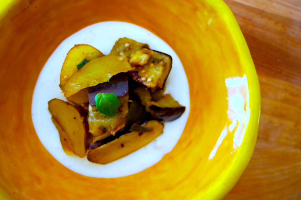 Plating Food: Sunchoke and Roasted Eggplant Salad with Buttermilk Dressing