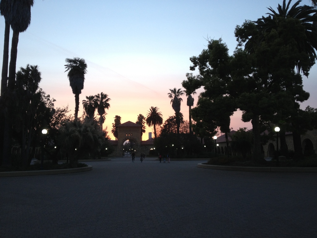 California sunset on Stanford campus